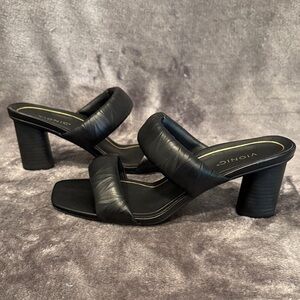Vionic Emaline Black Strappy Block Heel Sandals Size 9.5